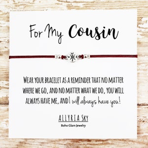 Friendship Bracelet with For My Cousin Card Cousin Gift, Cousin Bracelet, Cousin Jewelry, Cousin Birthday Gift, Long Distance Cousin image 2