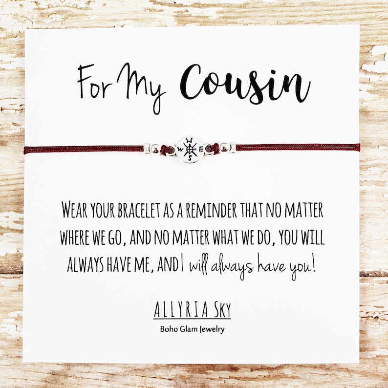 Friendship Bracelet with For My Cousin Card Cousin Gift, Cousin Bracelet, Cousin Jewelry, Cousin Birthday Gift, Long Distance Cousin image 2