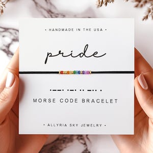 Carte et bracelet Fierté code Morse, bracelet de fierté, bijoux de fierté, cadeau de fierté, bracelet cadeau LGBTQ, bijoux code Morse, bracelet de perles de fierté
