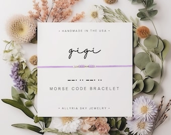 Morse Code "Gigi" Bracelet and Card, Gigi Gift Bracelet, Grandma Bracelet, Grandma Gift, Grandma Granddaughter Gift, Gigi Mother's Day Gift