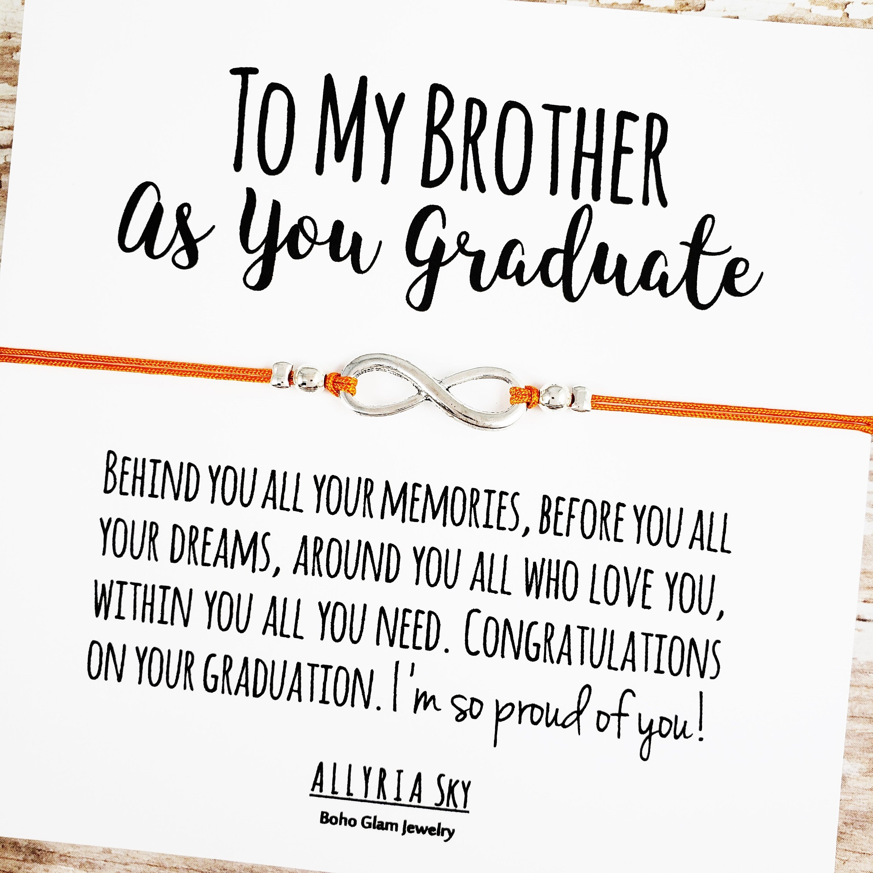 Friendship Bracelet with Brother Graduation Card, Brother Graduation Gift, Sister Brother Gift, Brother Graduation, High School, College