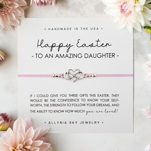 Bracelet cadeau avec carte « Joyeuses Pâques fille », cadeau fille, cadeau de Pâques, bracelet fille, Pâques mère fille, pour fille