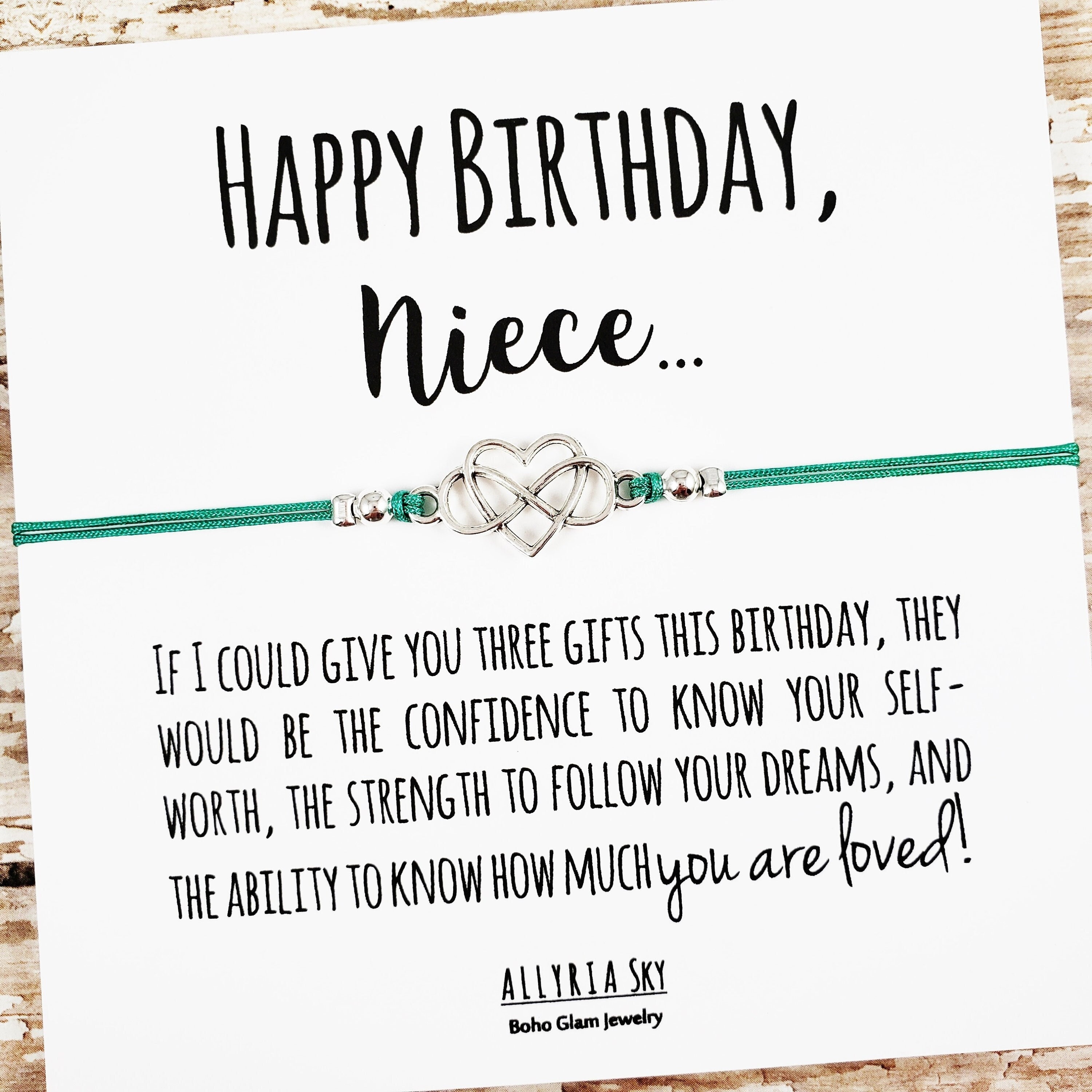 Niece Birthday Gift, Niece Bracelet, Niece Birthday Card, Niece Jewelry, Aunt and Niece Birthday Gift, Happy Birthday Niece Card, Niece Gift