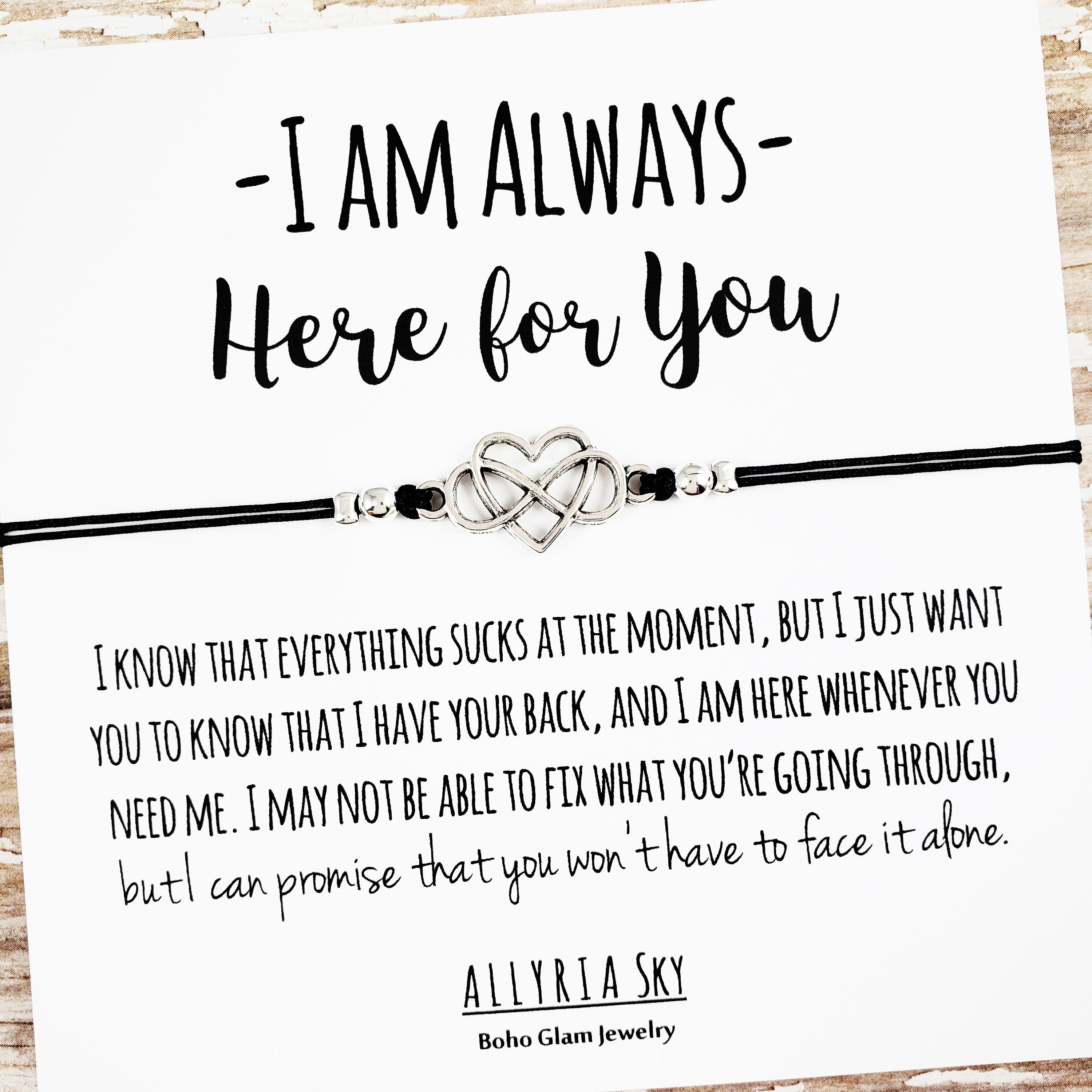 Friendship Bracelet with "Here for You" Card | Emotional Support, Encouragement, Thinking of You, Breakup, Any Occasion, Best Friend Gift