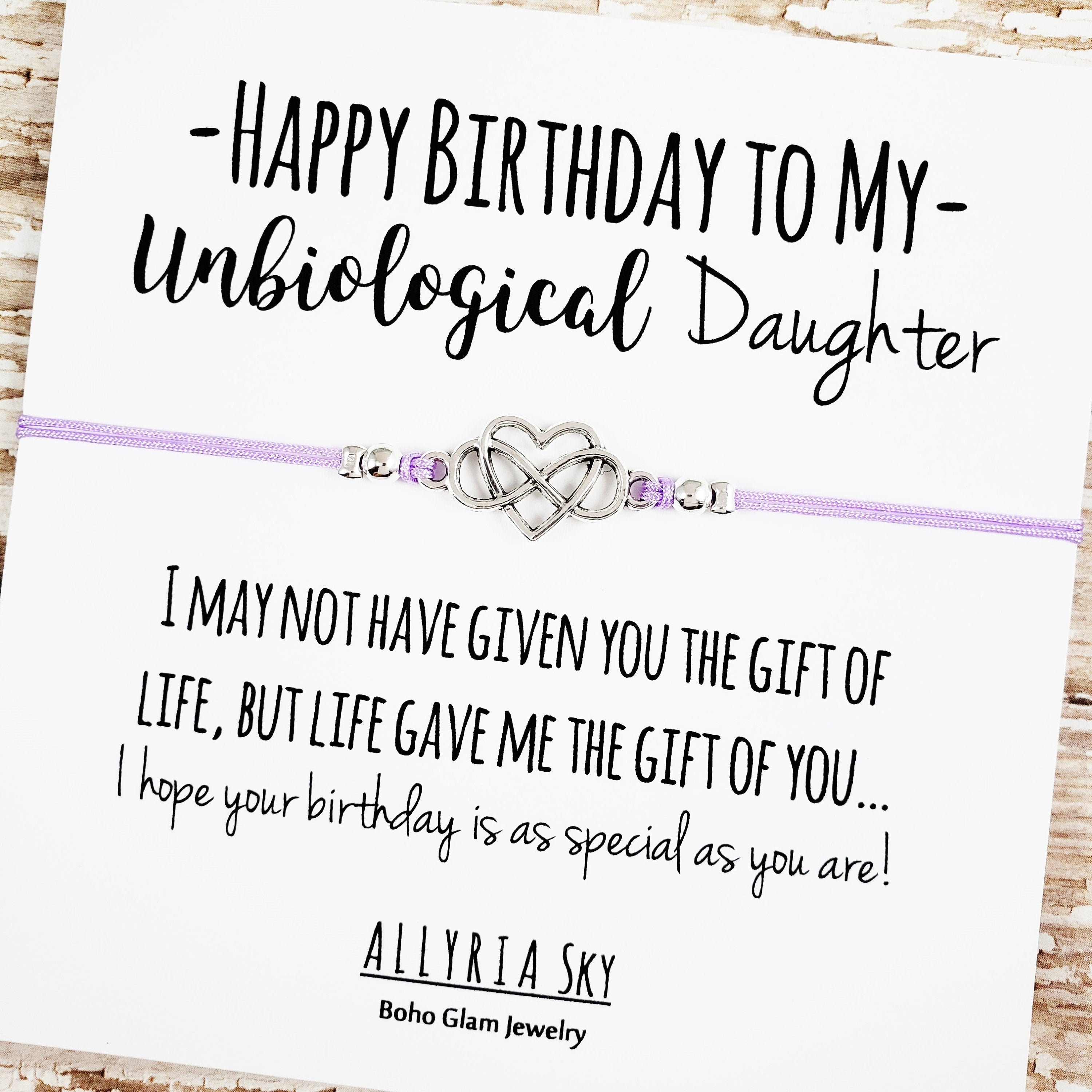 Happy Birthday To My Bonus Daughter Friendship Bracelet With Unbiological Daughter Birthday Card | Etsy