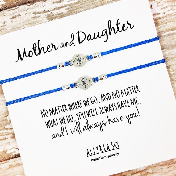 Set of Two Mother Daughter Charm Bracelets With no -   Compass  bracelet, Mother daughter bracelets, Mother daughter jewelry