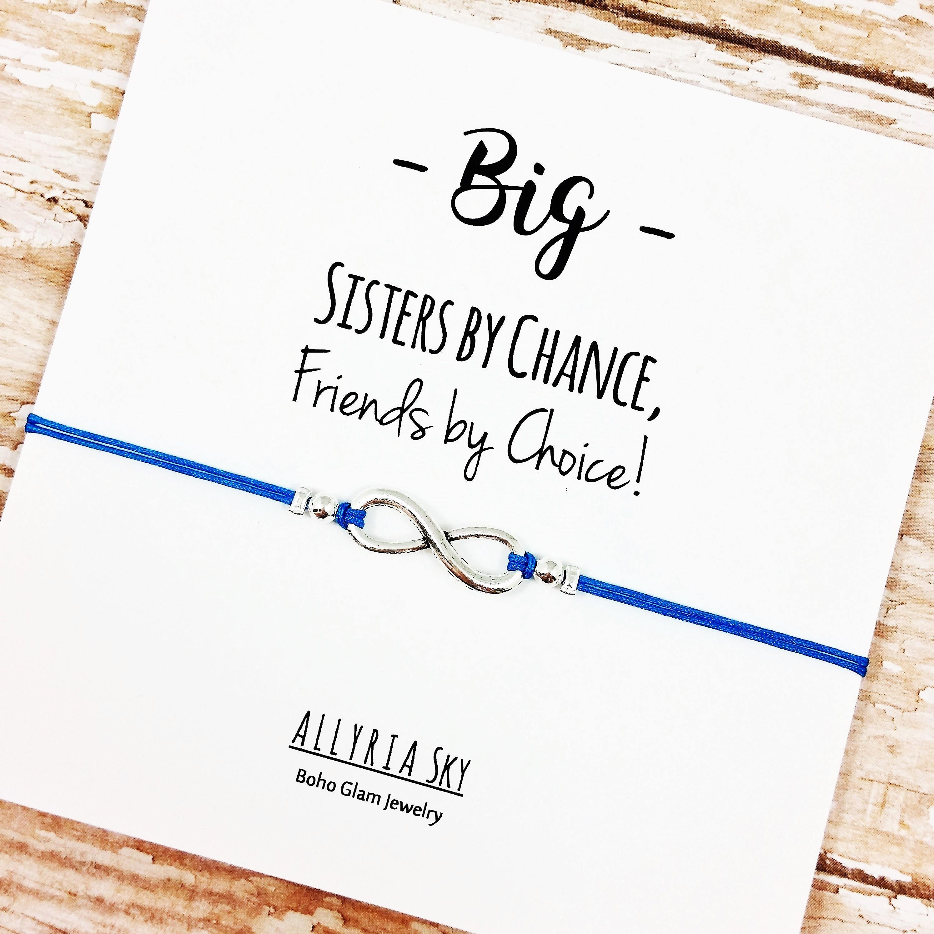 Silver Infinity Sister Bracelet single or Set Sisters by Chance Friends by Choice Card Big Little Sorority Gift for Sister Etsy
