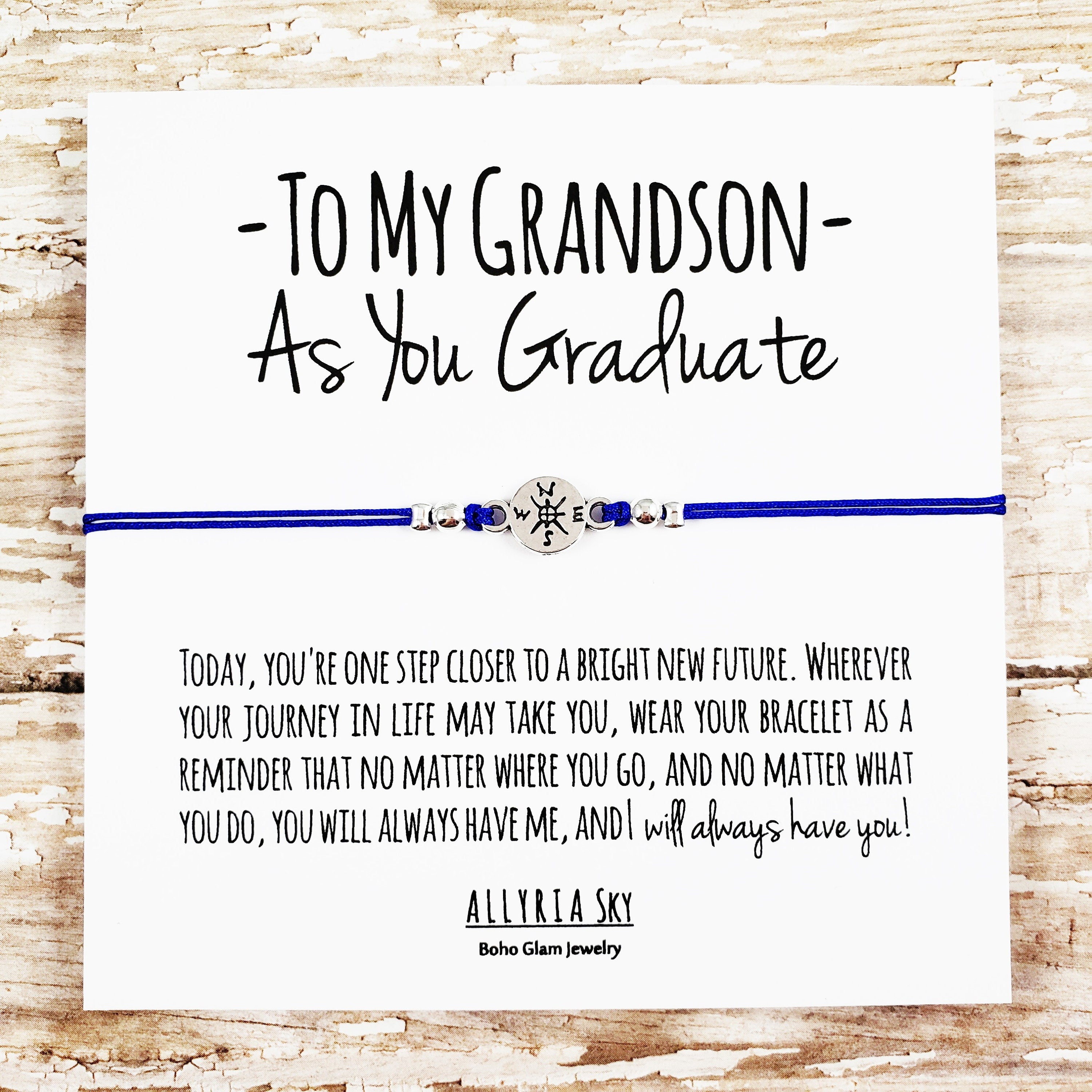 Gift Bracelet With to My Grandson Graduation Card - Etsy