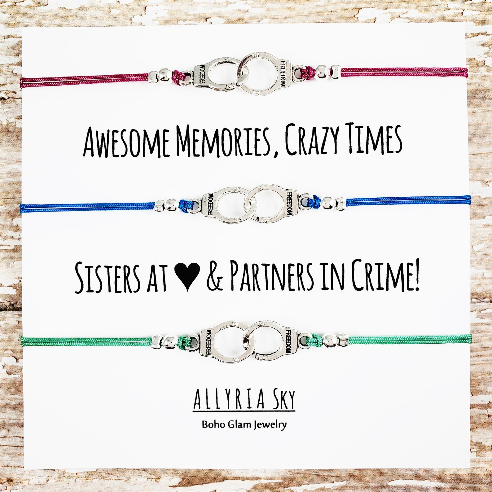 Partners In Crime Wish Bracelet Best Friend BFF Bracelet Matching
