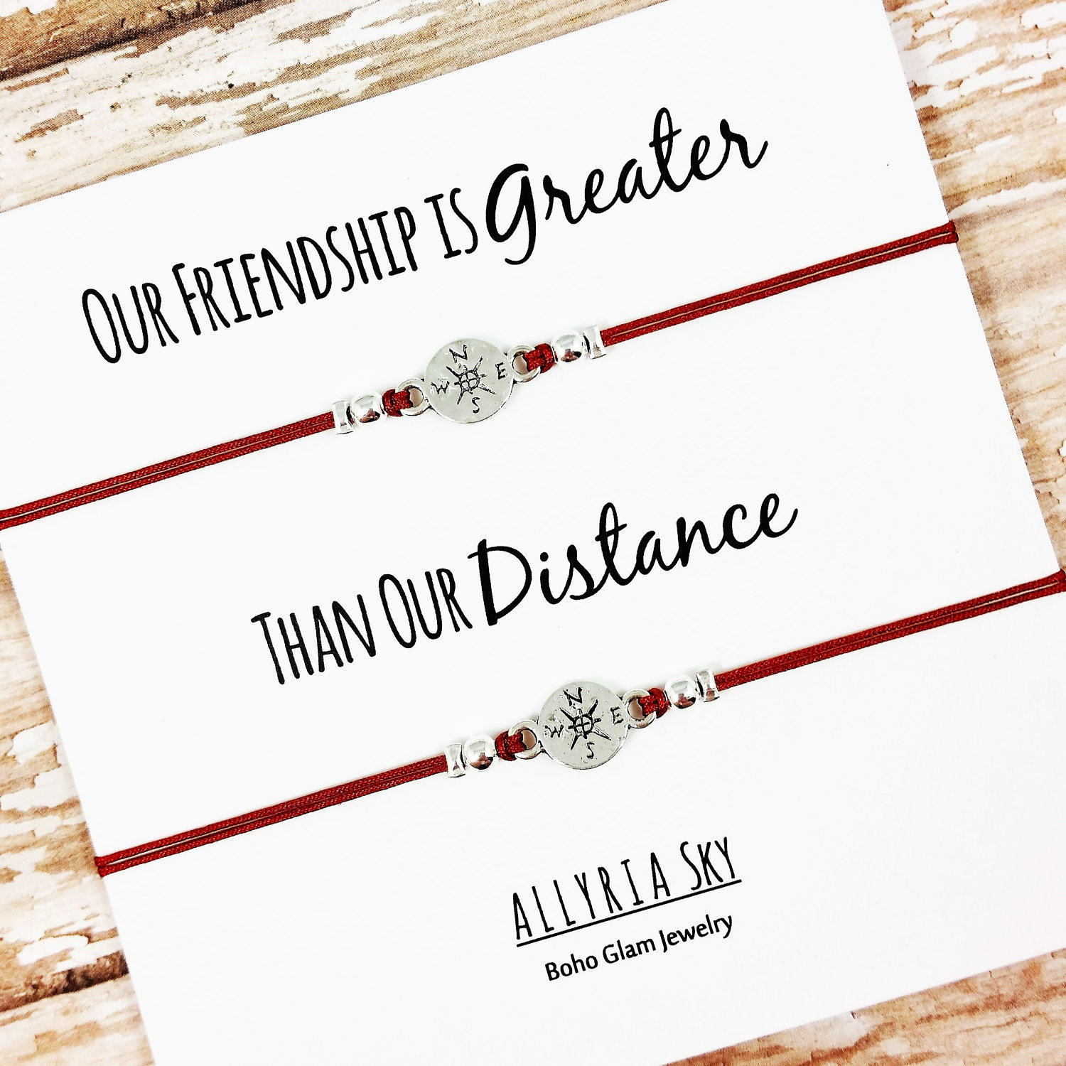 Set of Two Charm Friendship Bracelets With Card BFF Best Friend