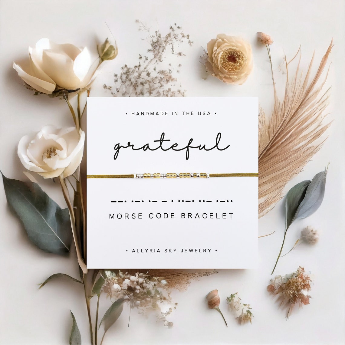 Morse Code "grateful" Bracelet and Card, Support Gift, Encouragement ...
