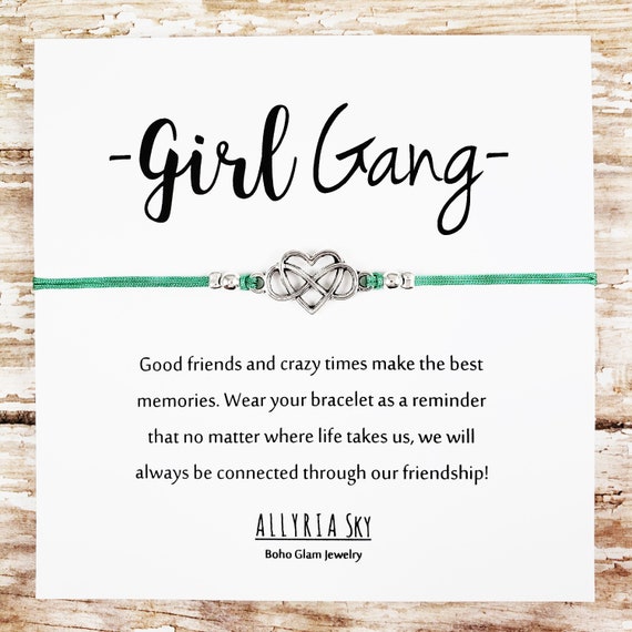 Friendship Bracelet with Girl Gang Card Best Friend Gift Best Friend Bracelet Big Little Sorority Soul Sister BFF Bestie Gift