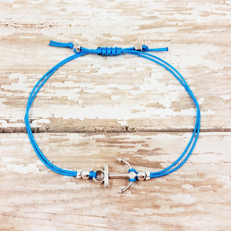 Silver Anchor Friendship Bracelet With thank You for - Etsy