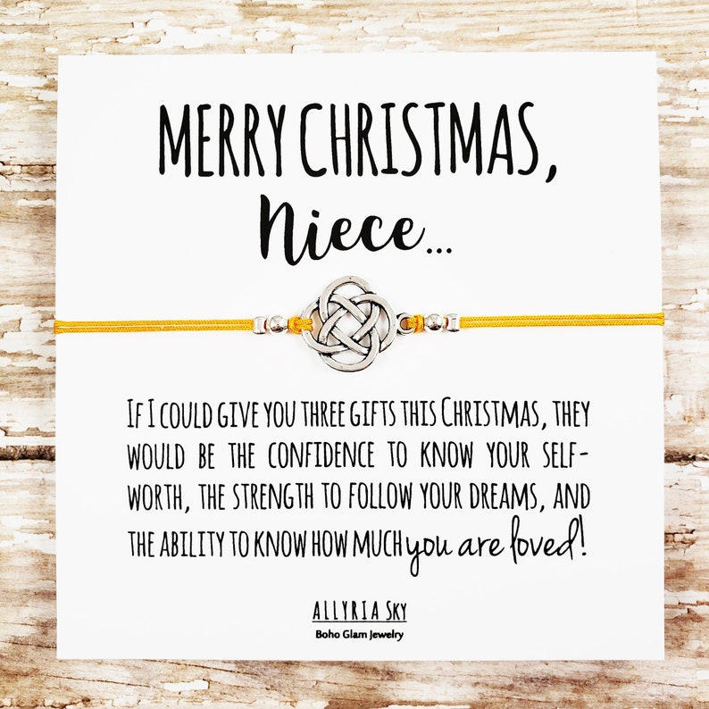 Friendship Bracelet with Merry Christmas, Niece Card Niece Christmas Gift, Niece Bracelet, Niece Jewelry, Aunt and Niece Christmas Gift image 2