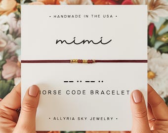 Mimi Morse Code Bracelet and Card, Mimi, Grandmother, Grandma Gift, Grandma Bracelet, Grandma Granddaughter Gift, Mimi Mother's Day Gift