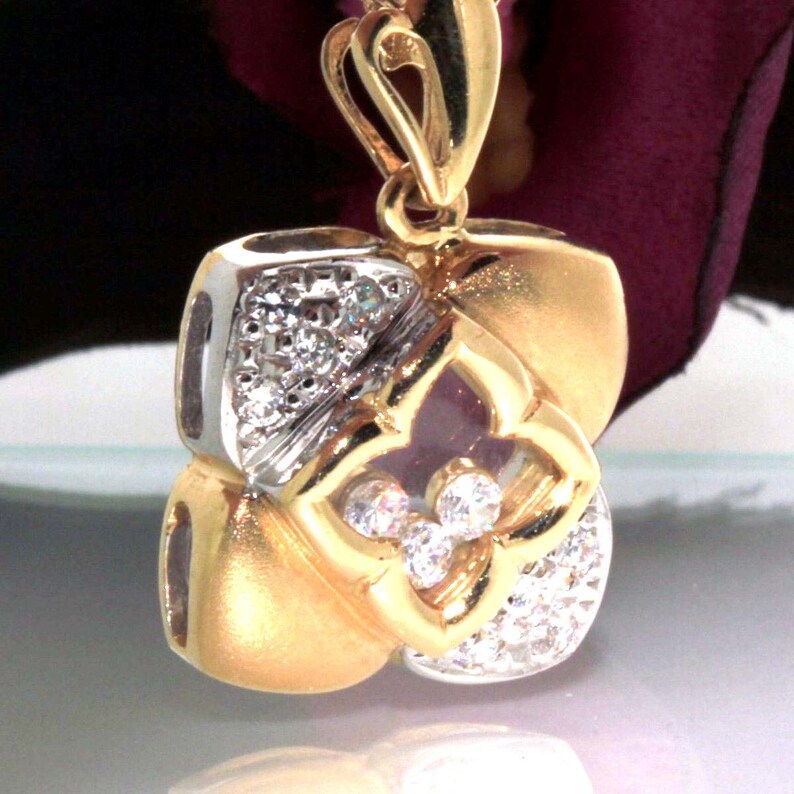 14k amarillo oro Natural VS diamante colgante móvil encanto Etsy España