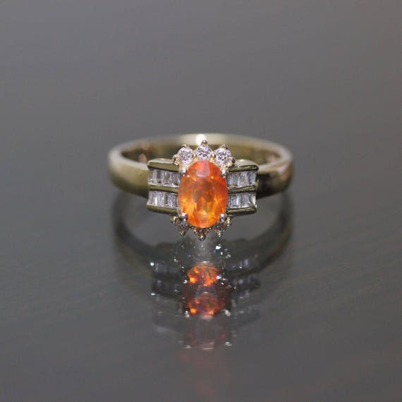 Estate 14k yellow gold Natural Mexican Opal & Diam