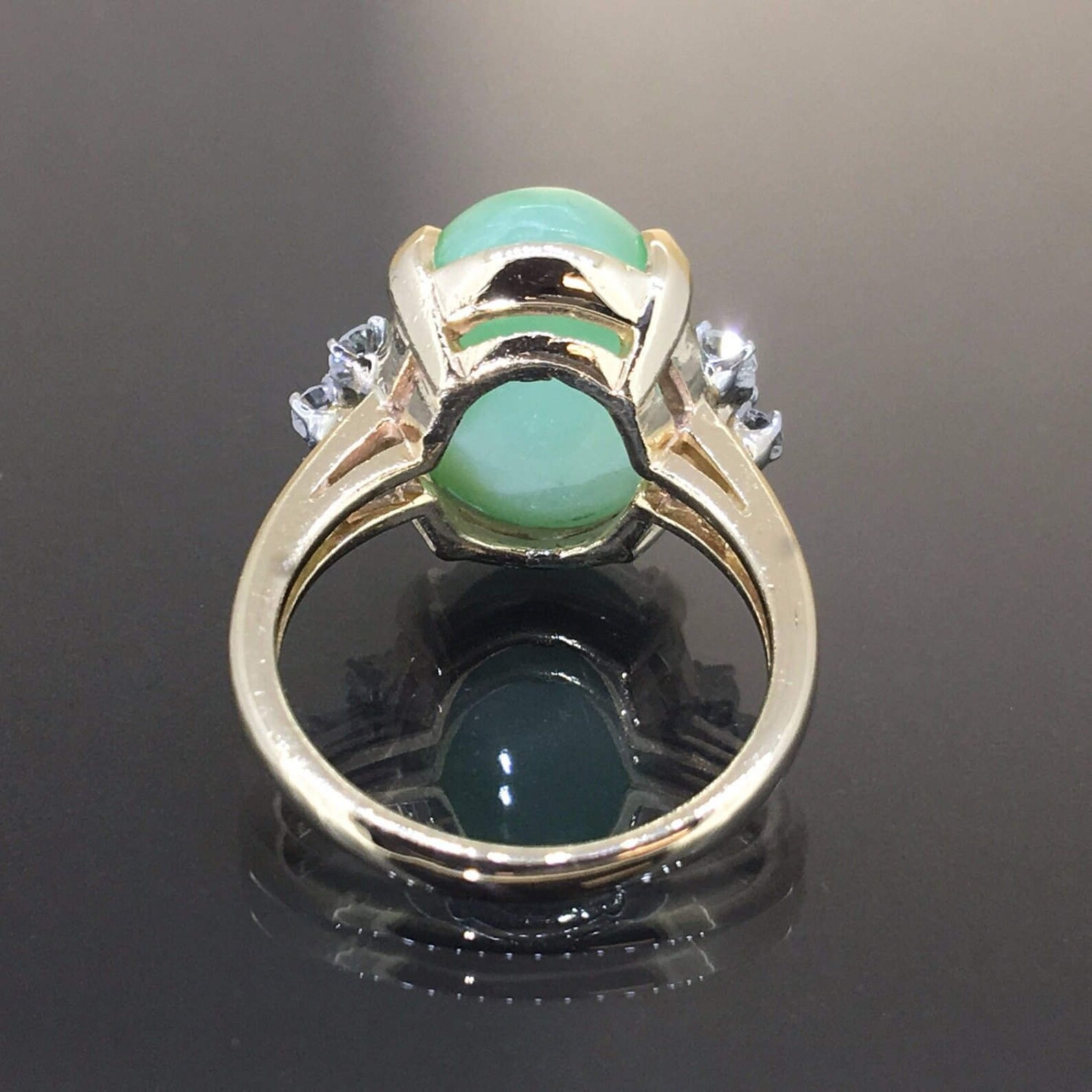 Estate 14k Yellow gold natural A grade Green Jade Jadeite VS | Etsy
