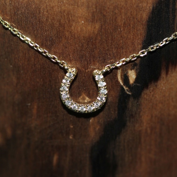 14K Yellow Gold Horseshoe Pendant on an Adjustable 14K Yellow Gold Chain Necklace