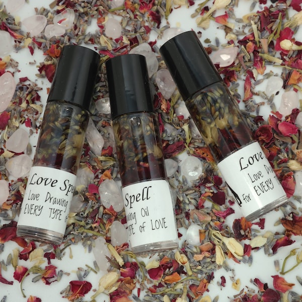 LOVE SPELL OIL, Love Ritual Oil, Love Drawing Attraction Oil, Spell Oil, Conjure Oil, Magickal Witchcraft Anointing Oil, Morrigu's Nest