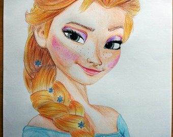 Elsa Pencil Drawing Etsy