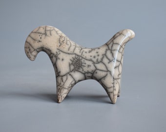 Ceramic figurine - horse, white horse, housewarming gift, Raku pottery, gift for her, art, home decor, for the mantelpiece, animals,birthday