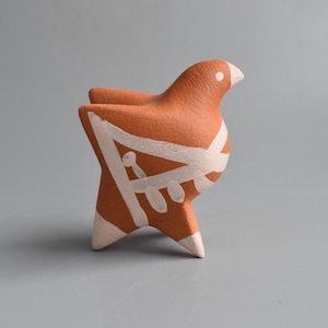 Ceramic figurine - bird, ceramic sculpture, green bird, original gift, birthday present, bright bird, mockingbird, Japanese ceramics, red