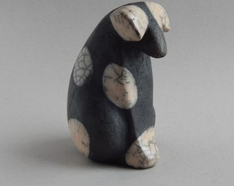 Ceramic sculpture "Fox Terrier", ceramics of Raku, sculpture of Raku, collection of dogs, a figurine of a dog, an original gift, art