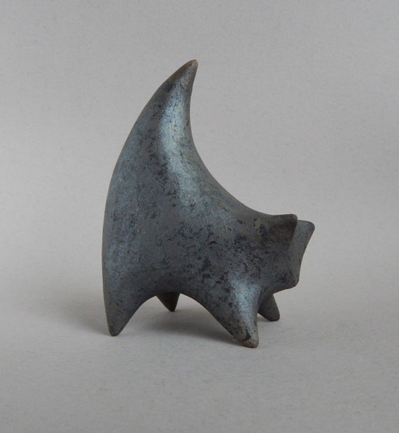 Ceramic Sculpture Black Cat Sculpture Of Raku Etsy