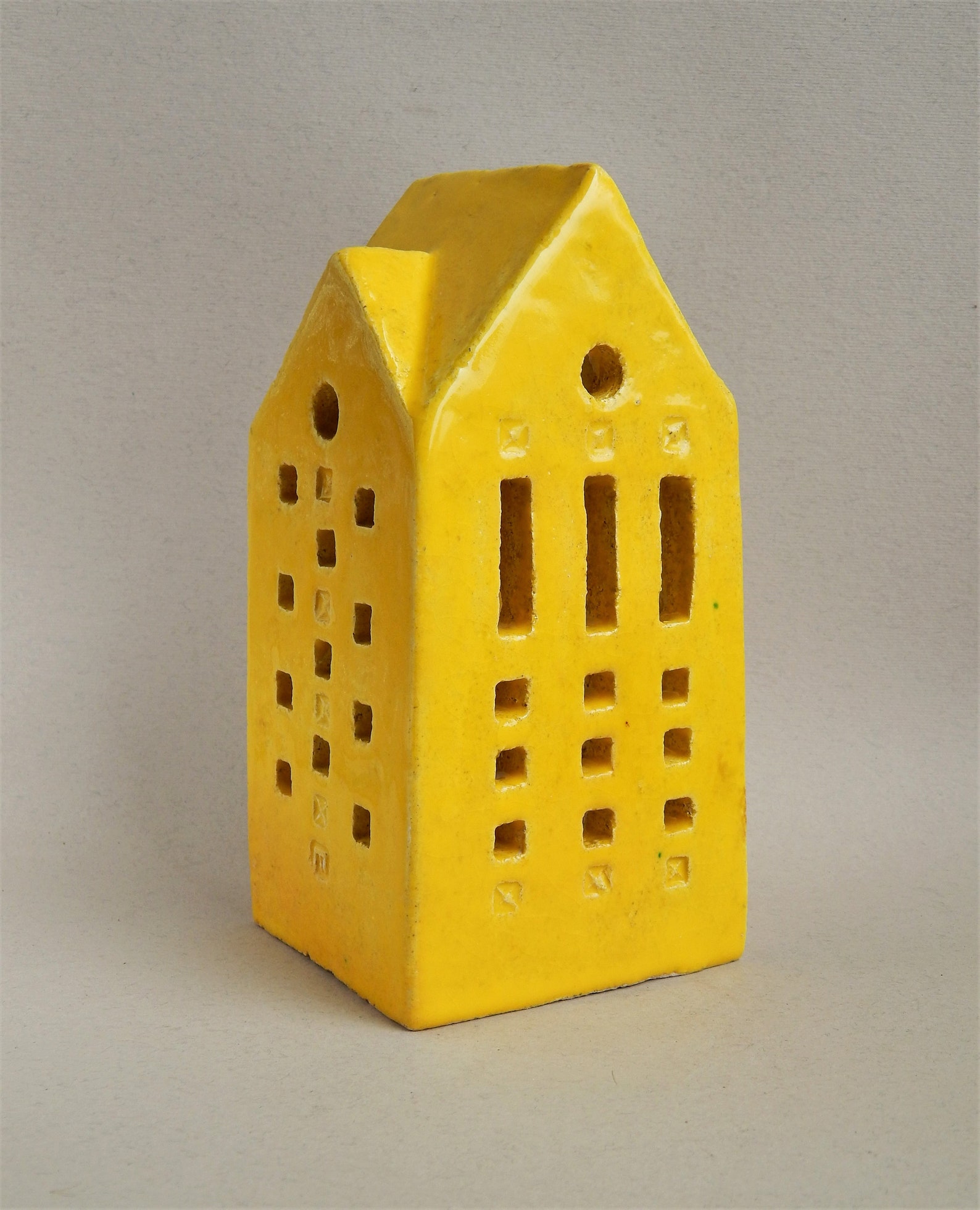 Ceramic house lamp yellow house ceramic sculpture Etsy