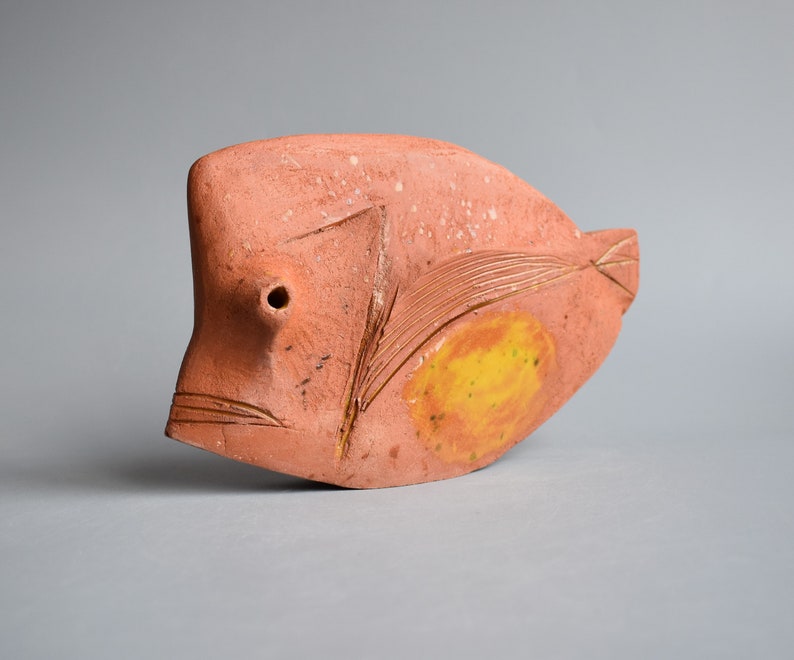 Ceramic sculpture Ancient fish, pottery Raku, clay fish, sculpture made of clay image 4