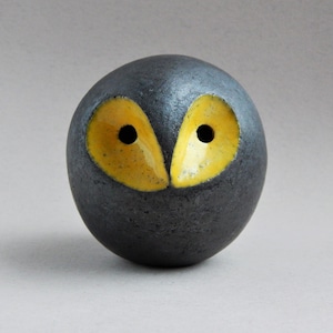 Owl-whistle, bird-whistle, ocarina, ethnica, folklore, yellow, minimalism, original gift, music, art and collecting, ceramics Raku, figurine