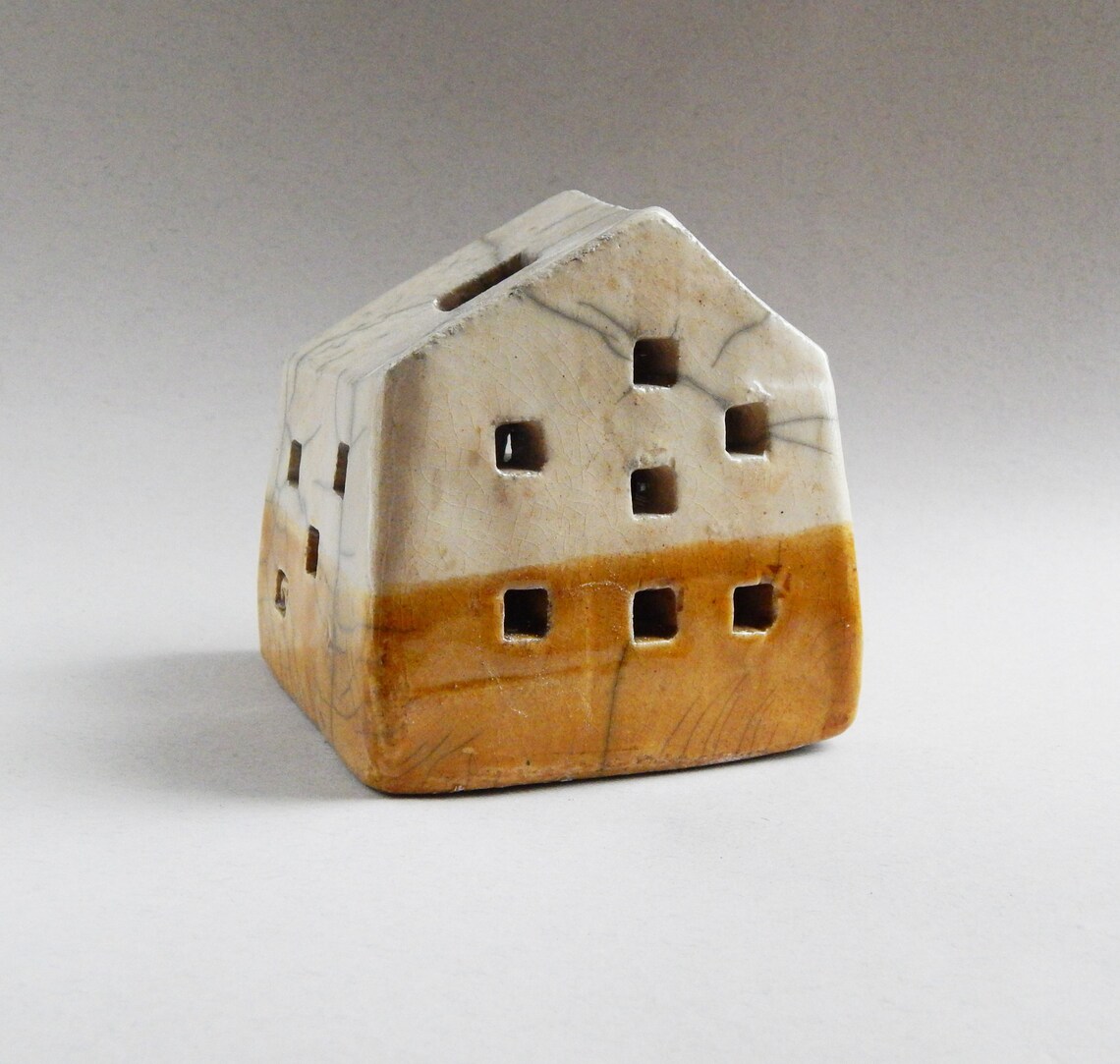 Ceramic house lamp yellow house ceramic sculpture Etsy