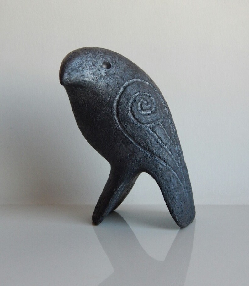 Ceramic sculpture of crows,figurine,bird figurine,black raven,art and collecting, gift,gothic,home decor,original gift image 1