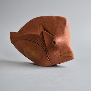 Ceramic sculpture Ancient fish, pottery Raku, clay fish, sculpture made of clay image 3