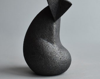 Ceramic sculpture "Black Cat", sculpture of Raku, minimalism, a figurine of a cat, figurine, pets, animal figurines,a collection of cats,art