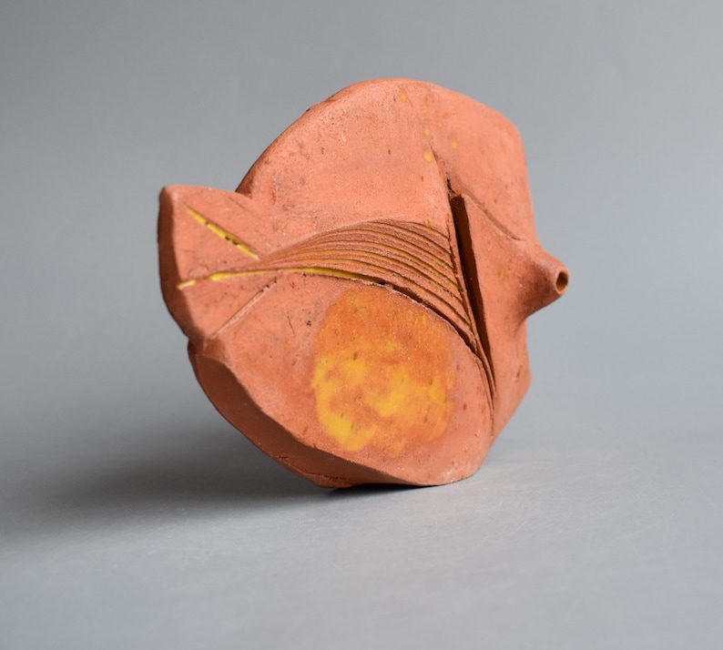 Ceramic sculpture Ancient fish, pottery Raku, clay fish, sculpture made of clay image 7