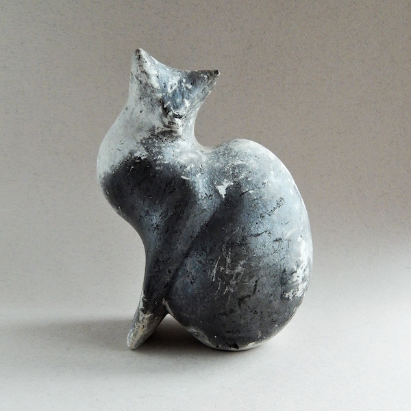 Ceramic sculpture, "Gray cat", art, cat figurine, cat collection, birthday present, ceramics, art pottery, clay, pets, home decor, design