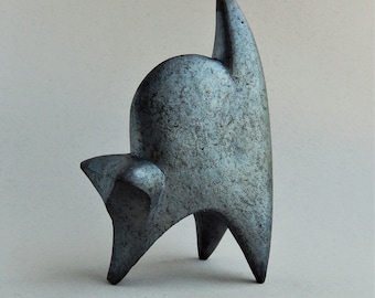 Ceramic sculpture &quot;Black Cat&quot;, sculpture of Raku, minimalism, a figurine of a cat, figurine, pets, animal figurines,a collection of cats,art