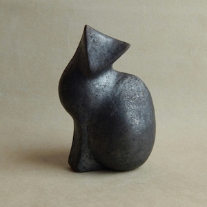 Ceramic sculpture &quot;Black cat&quot;, cat figurine, cat collection, ceramics Raku, pets, sculpture for the garden, art, collecting, gift for it