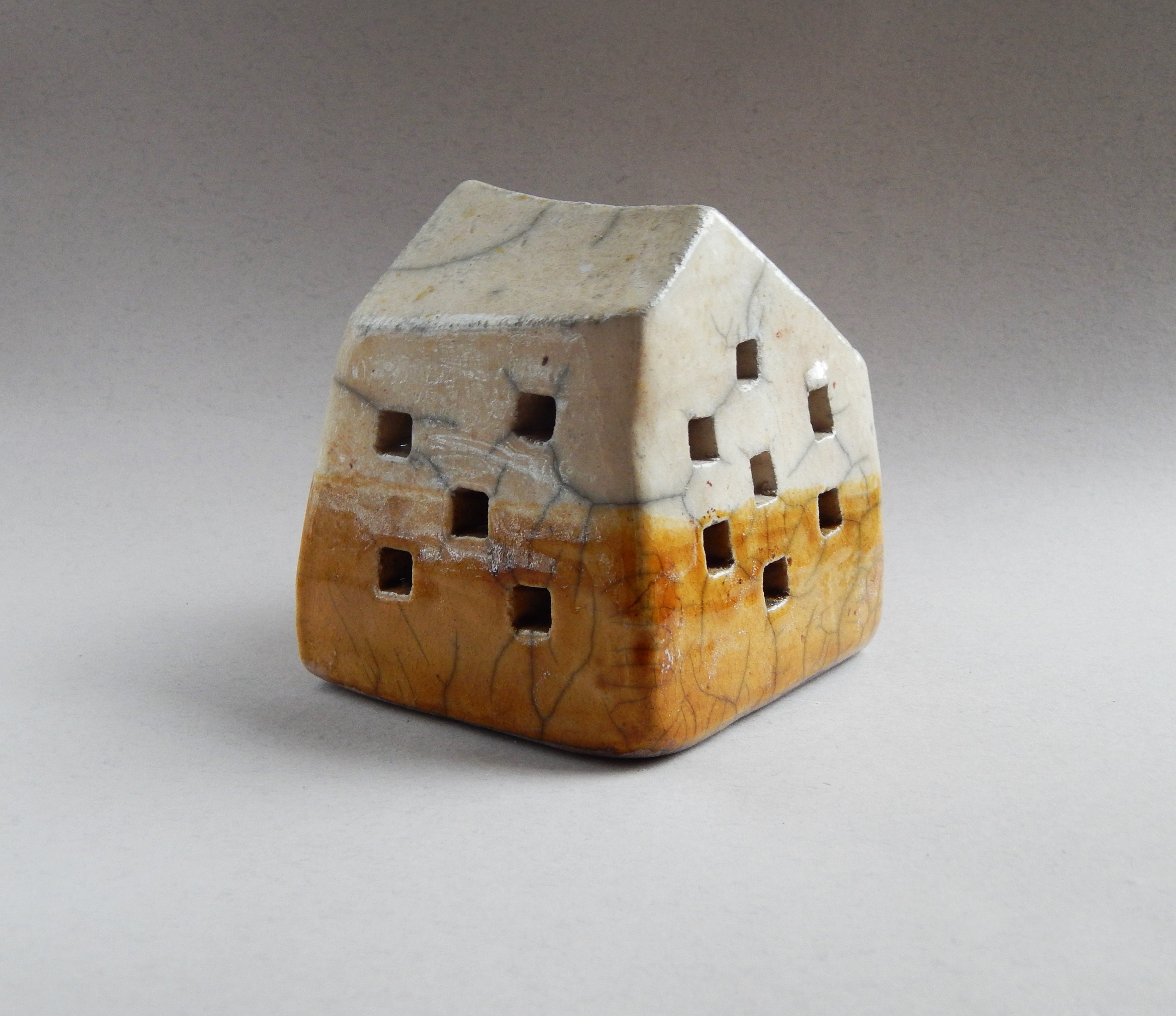 Ceramic house lamp yellow house ceramic sculpture Etsy