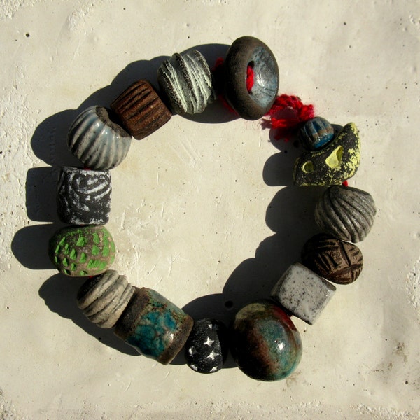 set of 15 ceramic beads