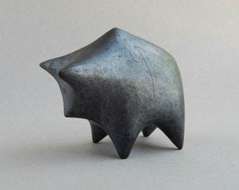 Ceramic sculpture &quot;Buffalo&quot;, bull figurine, statuette, black bull, art and collecting, gift, art ceramics, clay figures, minimalism, animals