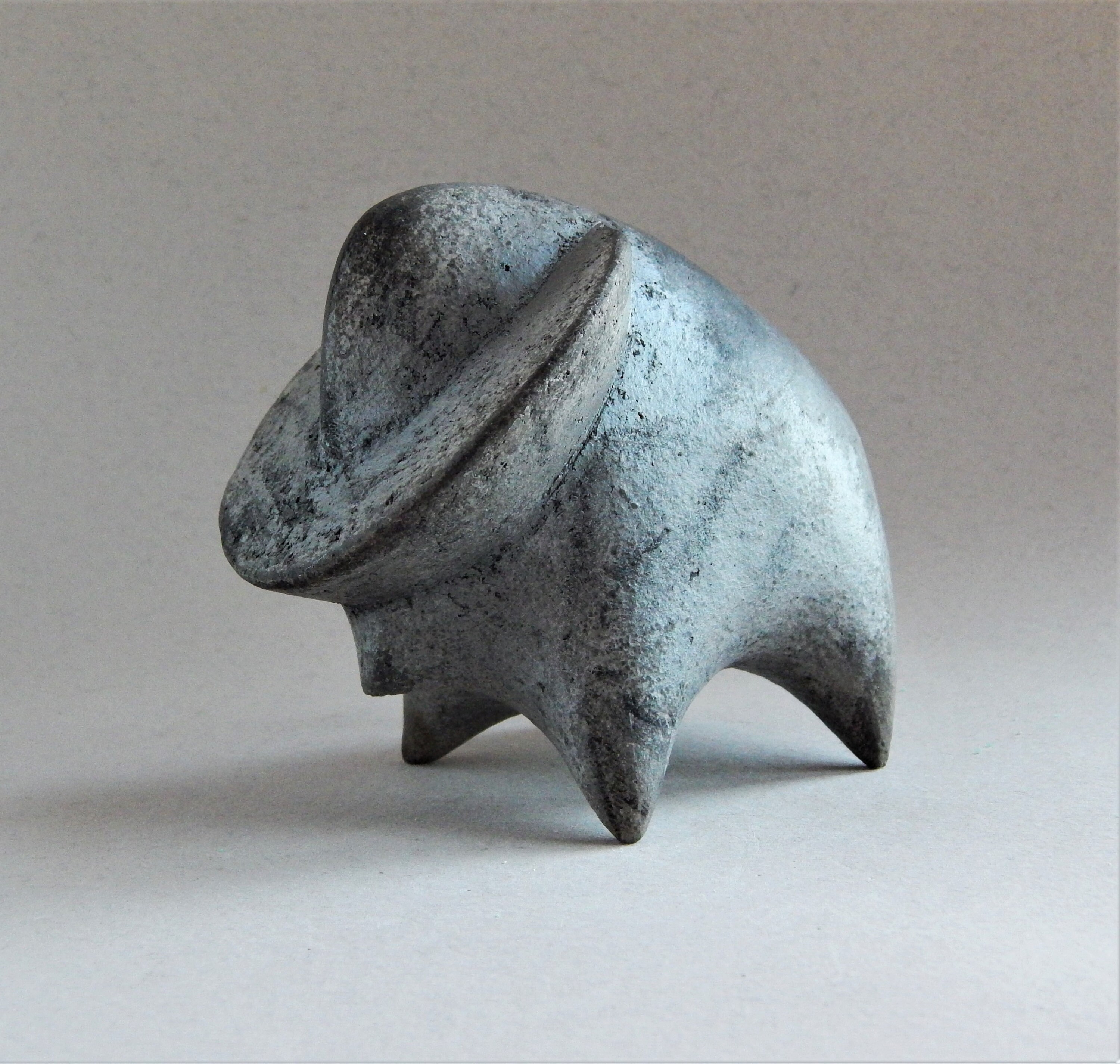 Ceramic Sculpture Buffalo Bull Figurine Statuette Black Art Collecting Gift Art Ceramics Clay Figures Minimalism Animals