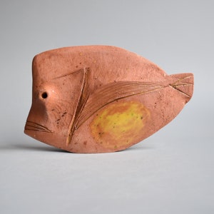 Ceramic sculpture Ancient fish, pottery Raku, clay fish, sculpture made of clay image 2