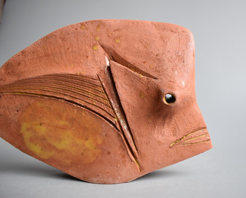 Ceramic sculpture Ancient fish, pottery Raku, clay fish, sculpture made of clay image 6