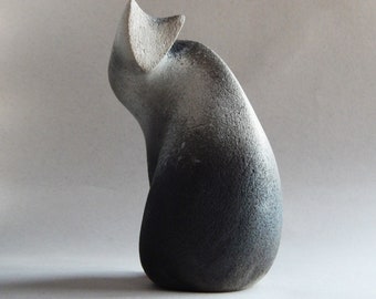 Ceramic sculpture &quot;Gray cat&quot;,cat figurine, pets,a collection of cats,art,figurines,gift for her,gray cat ,a birthday present,cats collection