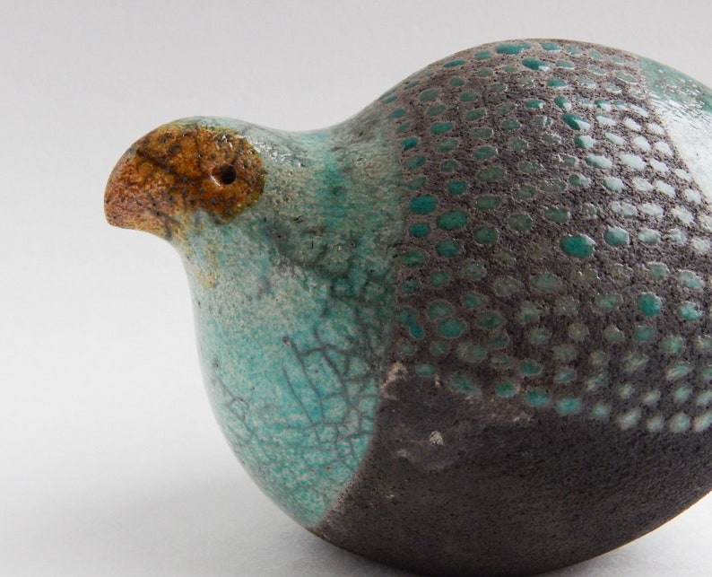 Ceramic sculpture quail Raku pottery blue bird quail Etsy