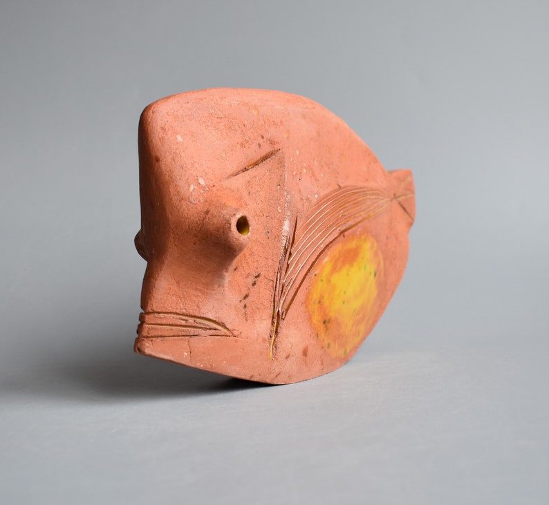 Ceramic sculpture Ancient fish, pottery Raku, clay fish, sculpture made of clay image 5