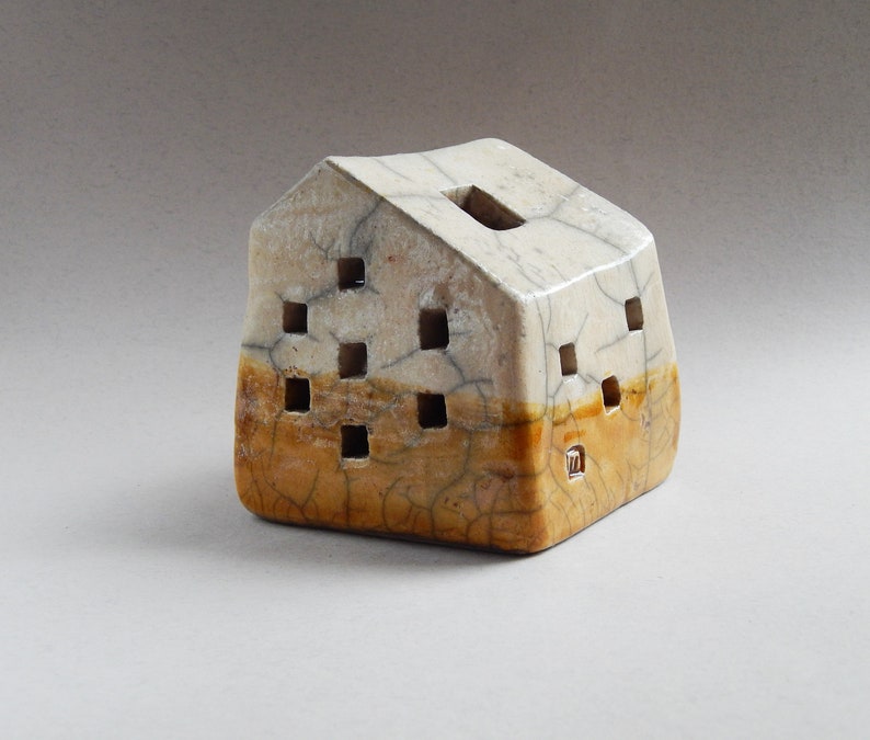 Ceramic house lamp yellow house ceramic sculpture Etsy